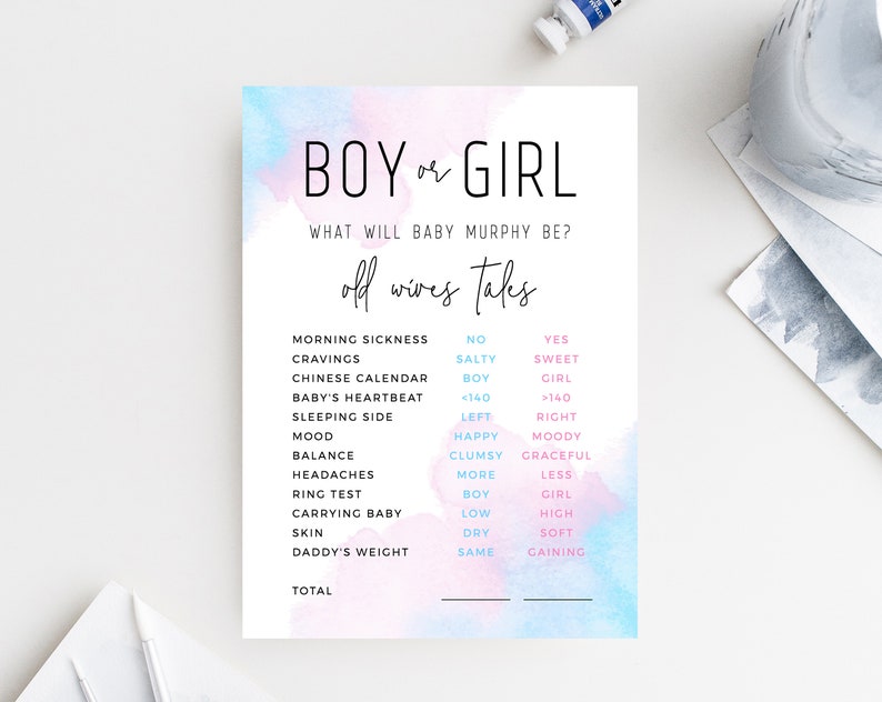 Old Wives Tales Template Printable Gender Reveal Old Wives - Etsy Canada