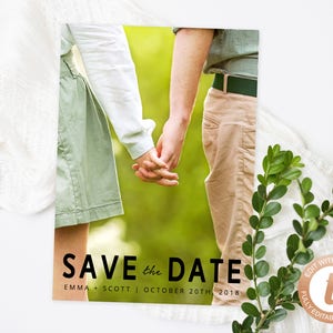 INSTANT DOWNLOAD Save the Date, Engagement Photo Save the Date Template, Save the Date Photo Card, Modern Save the Date, Templett
