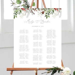 Winter Wedding Seating Chart Template, Alphabetical Seating Chart, Christmas Wedding Seating Board, Instant Download, Templett, W46