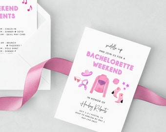 Space Cowgirl Bachelorette Invitation Template, Printable Cowgirl Bachelorette Invite, Last Rodeo, Templett, B55