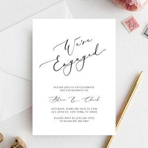 Engagement Party Invitation Template, Printable Engagement Invitation, We&#39;re Engaged Engagement Invite, Editable Template, Templett