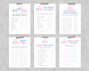 Boxing Themed Gender Reveal Game Templates Bundle, Gender Reveal Knockout, Blue or Pink Gender Reveal Party Games, Templett