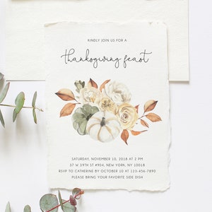 Thanksgiving Invitation Template, Printable Friendsgiving Potluck Invite, Editable Thanksgiving Invitation, Friendsgiving Dinner, Templett