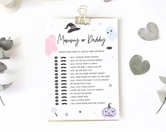 Pastel Halloween Baby Shower Game Template, Halloween Themed Mommy or Daddy Game, Instant Download, Halloween Themed, Templett, B24