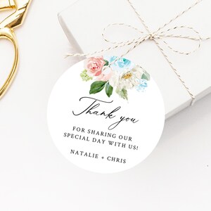 Gender Reveal Favor Tag Template, Thank You Tag, Blue or Pink Favor Label, Gift Tags, Floral Favor Tag Printable, Templett