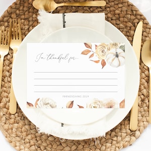 Friendsgiving Printable Template, I&#39;m Thankful For Notes, Thanksgiving Card, Printable Friendsgiving Potluck, Friendsgiving Dinner, Templett