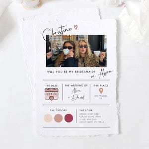 Plantilla de propuesta de dama de honor, tarjeta imprimible &quot;¿Quieres ser mi dama de honor?&quot;, tarjeta &quot;¿Quieres ser mi dama de honor?&quot;, información para damas de honor, Templett