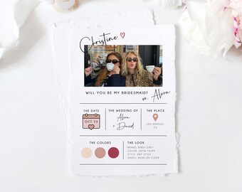 Bridesmaid Proposal Template, Printable Will You Be My Bridesmaid Card, Will You Be My Maid Of Honor Card, Bridesmaid Info, Templett