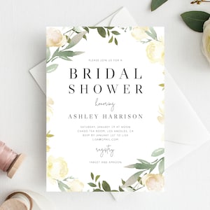 INSTANT DOWNLOAD Bridal Shower Invitation Template, Printable Bridal Shower, Floral Themed Invitation, Bridal Shower Invites, Templett, W19B