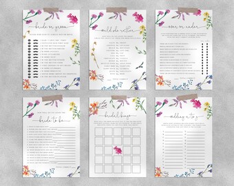 Love In Bloom Bridal Shower Game Templates Bundle, Wildflower Bridal Shower Games Instant Download, Wedding Shower, Templett, B16