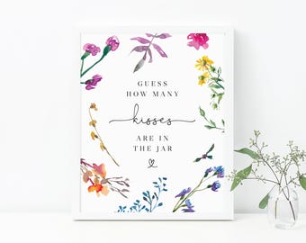How Many Kisses Sign Template, Love In Bloom Bridal Shower Game, Spring Floral Themed, B16