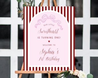 Valentine's Birthday Welcome Sign Template, Our Little Sweetheart Welcome Sign, Templett (Digital File)