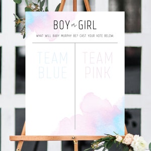 Gender Reveal Sign Template, Boy or Girl Chart, Gender Reveal Decor, Gender Reveal Banner, Blue or Pink Chart Sign Printable, Templett, B01