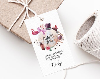 Alice In Onederland Favor Tag Template, Alice In Wonderland Birthday Favor Label, Gift Tag, 1st Birthday Thank You Label, Templett