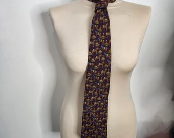 ブルックスブラザーズ メーカーズ エクエストリアン シルクタイ - ワインバーガンディ - アメリカ製 - 馬と騎手の柄 - ケンタッキーダービー ジェントルマンズアクセサリー