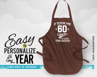 60 took me, 60th birthday gift idea, 60th birthday gift, 60th birthday apron, 1963, 60th birthday, 1963, birthday, apron, gift, love, apron