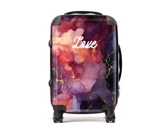 Liebe Lila und Rosa Marmor Gepäck | Handgepäck | Marmor Gepäck | Benutzerdefinierte Koffer | Personalisierter Koffer | Handgepäck | Reisen | Liebe