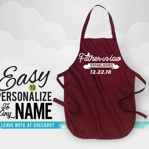 Father-in-law, father-in-law gift, apron, custom apron, linen apron, kitchen apron, christmas gift, birthday gift, chef apron, birthday image 1