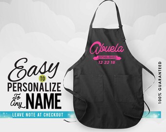 Abuela, abuelalife, abuela apron, abuela gift, apron, custom apron, linen apron, kitchen apron, christmas gift, birthday gift, chef apron