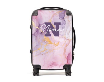 Personalized Purple Marble Name Luggage | Carry On Luggage | Marble Luggage | Custom Suitcase | Personalized Suitcase | Carry-On | Travel