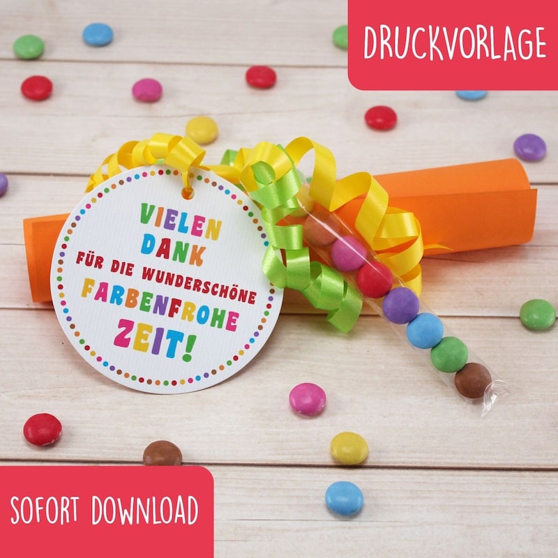 Druckvorlage Danke Fr Die Kunterbunte Zeit Vorlage