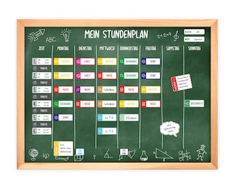 magnetic timetable board green with 90 magnets