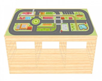 Spielfolie/ Möbelfolie für IKEA TROFAST HOLZ Stadtleben Aufkleber Sticker Kinderzimmer Spieltisch (Möbel nicht inklusive)