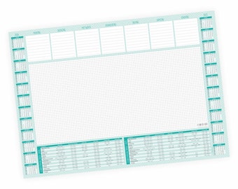 A2 desk pad mint dots with calendar 2024 and 2025 and school holidays, weekly planner notepad annual planner 25 sheets