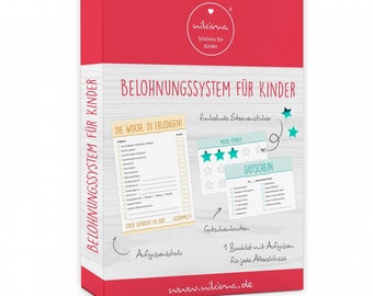 Belohnungssystem für Kinder - 1 Block Aufgabenliste, 25 Gutscheine, 100 Belohnungssticker, 1 Booklet