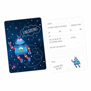 10 cartons d'invitation robots laqué argent comprenant 10 enveloppes