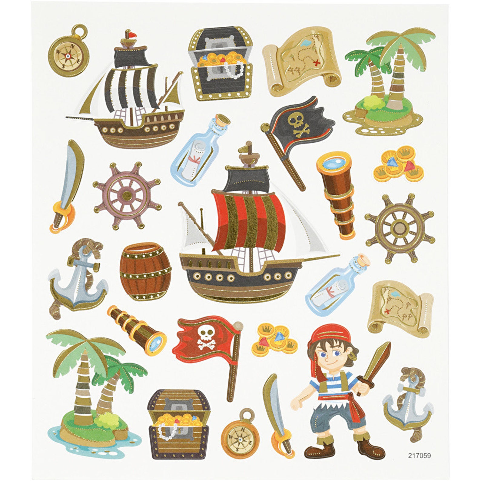 Pegatinas piratas con efecto metálico Hoja 15 x 16.5 cm Etsy España