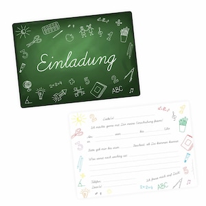10 cartes d'invitation pour la rentrée scolaire tableau vert avec 10 enveloppes transparentes invitation garçon fille entrée scolaire