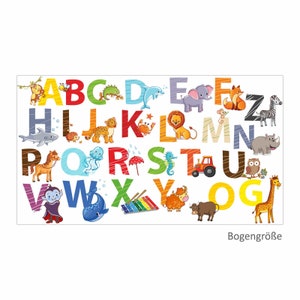 084 Wandtattoo Alphabet Tiere ABC Kinderzimmer Sticker Aufkleber *nikima* in 6 vers. Größen