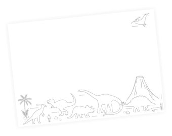 A2 Desk Pad Dinosaur Coloring Pad Boy Girl Nursery Desk 25 Sheets T-Rex Triceraptor Dino