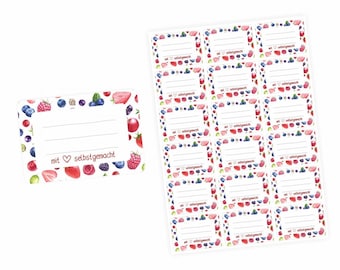 72 blank fruit labels - homemade with love - 64 x 45 mm