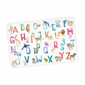 Alfombrilla de vinilo resistente para escritorio, alfombrilla para manualidades con alfabeto, mantel individual para niños, lavable