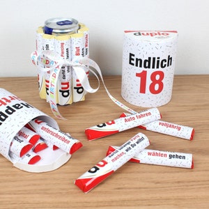 PAPIER SET - Duplo Endlich 18 Geburtstag Geschenk DIY Vorlagenset