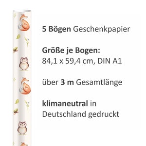 5 Bögen Geschenkpapier Waldtiere 1,60/qm 84,1 x 59,4 cm Bild 4