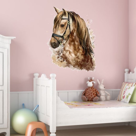 Horse nikima Room Decoration Teenager Children\'s Sizes Sticker Etsy Riding in Brown Wall Decal Decal 6 Wall - Mural 085 Head