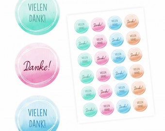 24 Thank you very much. Stickers - watercolor pastel - round 4 cm - thank you stickers sticker wedding gift