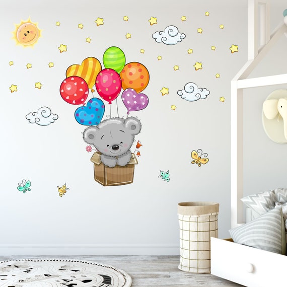 Nikima Sizes 076 Wall Decal Teddy In Box Balloon Child Room Sticker Sticker In 6 Verse Home Living Wall Decor Leadcampus Org