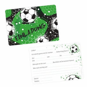 10 cartes d'invitation sympas football vert noir comprenant 10 enveloppes transparentes invitation anniversaire enfant garçon adolescent
