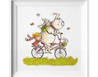 026 Kinderzimmer Bild Fahrrad Poster 30 x 30 cm