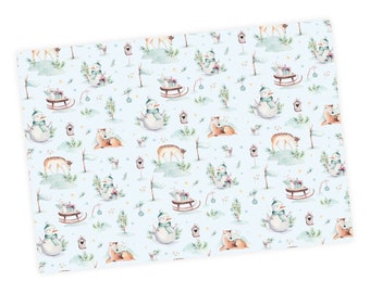 5 sheets of gift wrapping paper Winterland - 1,60€/sqm- 84,1 x 59,4 cm