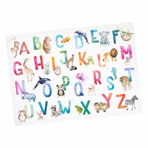 Poster didattico per bambini Animali ABC Acquerello - A3/ A2/ A1 in 3 diverse dimensioni poster decorazione da parete per la cameretta dei bambini
