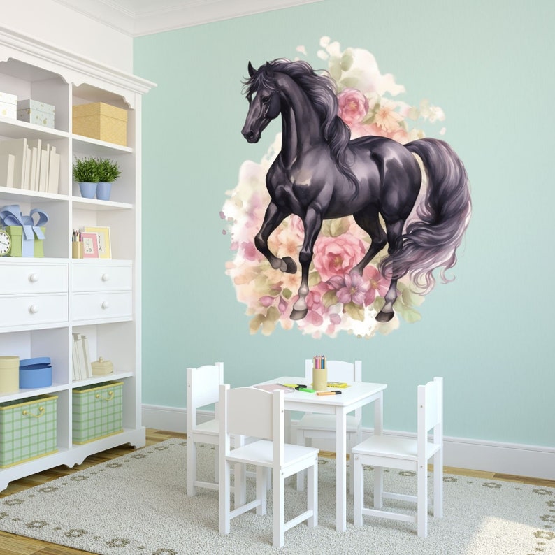 245 wall tattoo horse black in 4 different versions. Sizes wall decoration children's room image 6