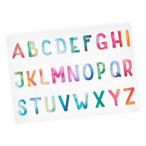 Kinder Lernposter ABC Watercolor - A3/ A2/ A1 in 3 verschiedenen Größen Plakat Wanddeko Kinderzimmer