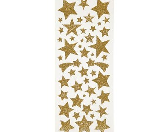 110 Glitter Sticker Stars GOLD - Sheet 10 x 24 cm - Decoration Stickers Advent Calendar DIY Christmas Gift Stickers