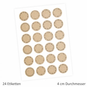 24 Universaletiketten Blumenranke Kraftpapieroptik rund 4 cm Ø Haushaltsetiketten Sticker Aufkleber Bild 2