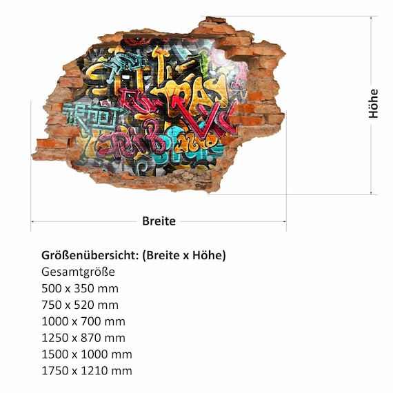 149 Wall Tattoo Graffiti Colorful Hole In The Wall In 6 Etsy